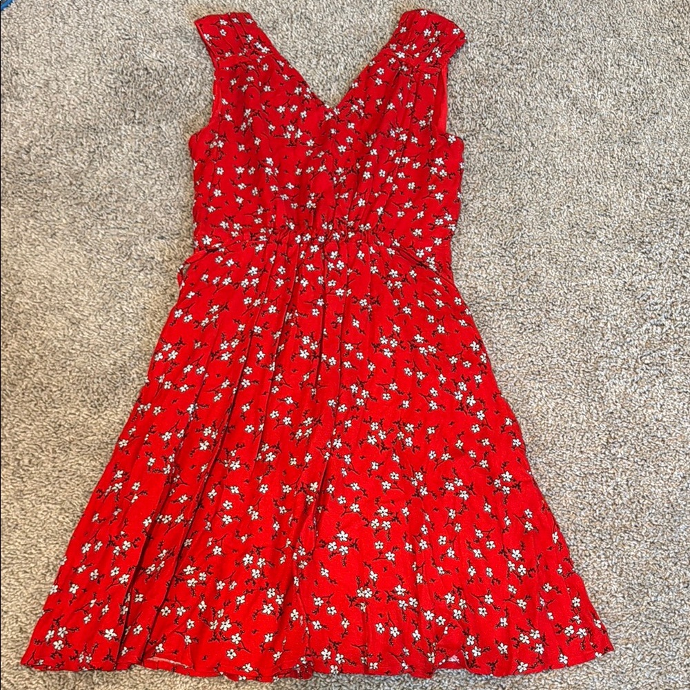 Red Floral Sleeveless Dress
